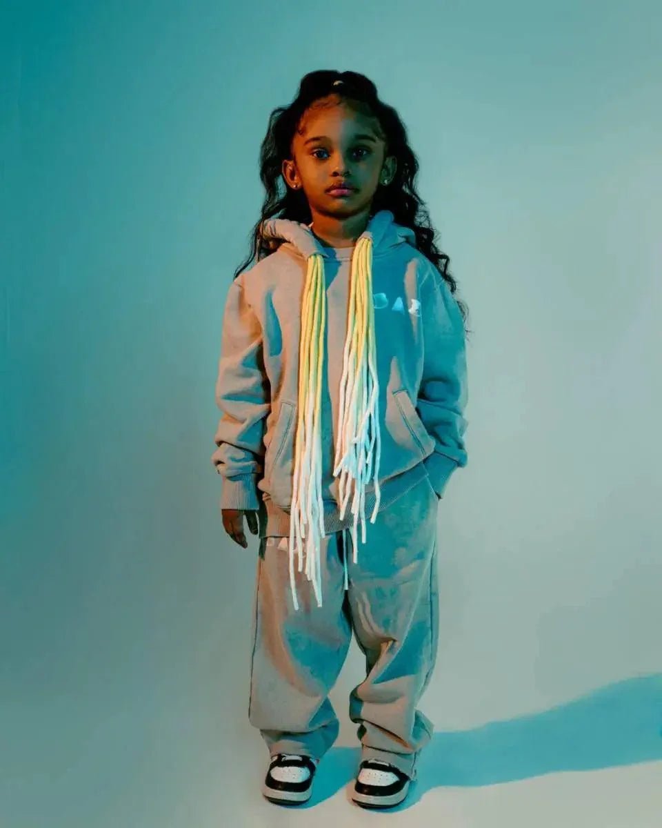 Multi Cord BAD Hoodie Washed Grey - Kids - Bad Company